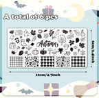 6 Pcs All Holiday Nail Art Plates Stamping Set for DIY Print