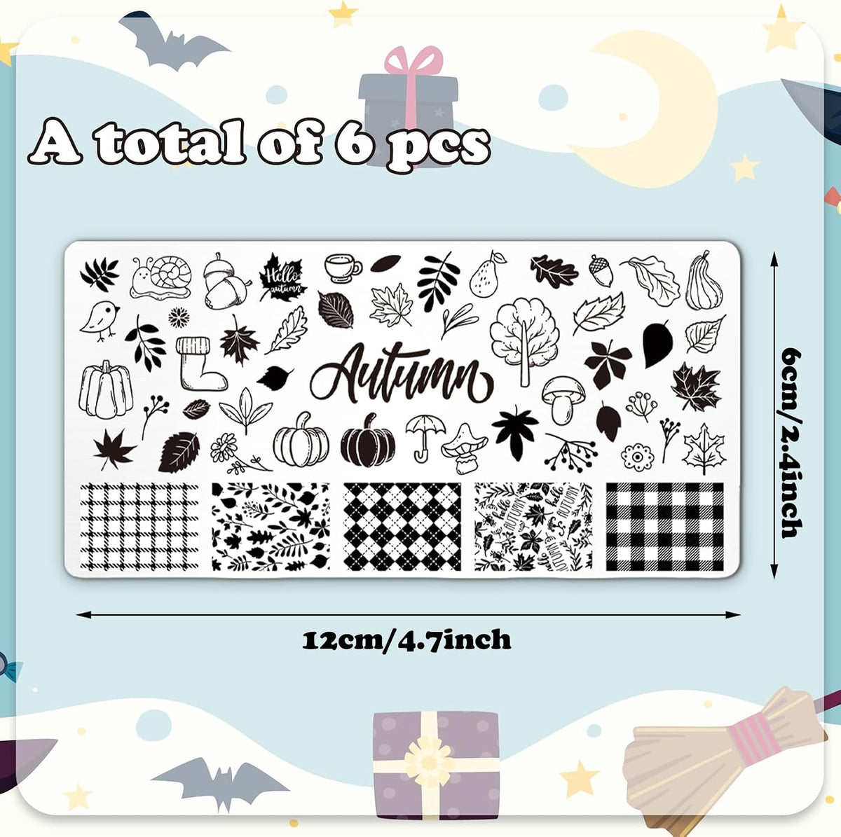 6 Pcs All Holiday Nail Art Plates Stamping Set for DIY Print