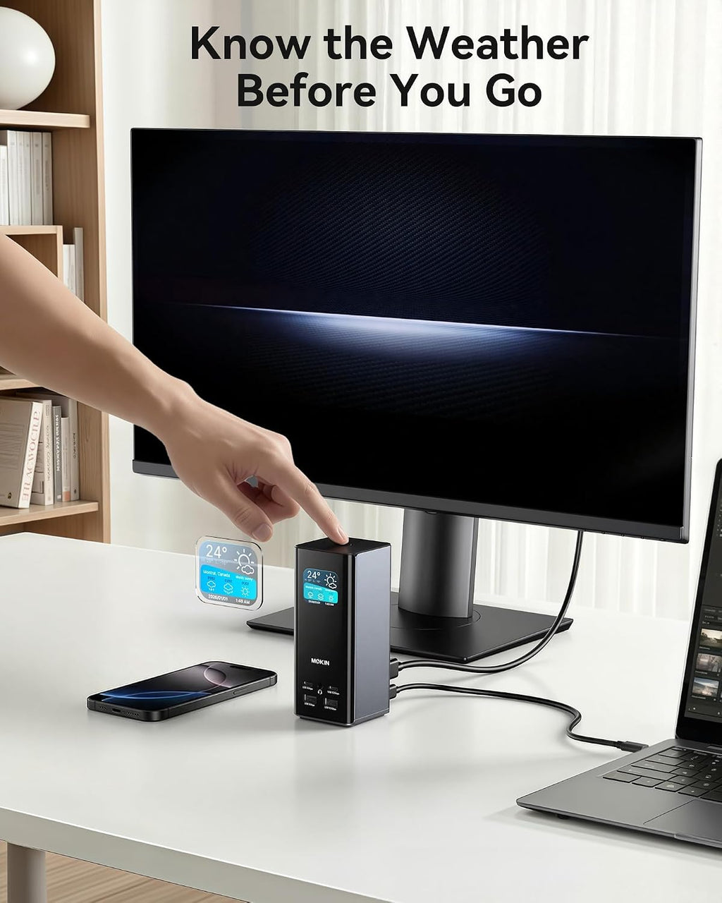 USB C Docking Station 3 Monitors Display with Weather Function | 3 HDMI & 2 DP, Max to Extend Triple Monitor, Weather
