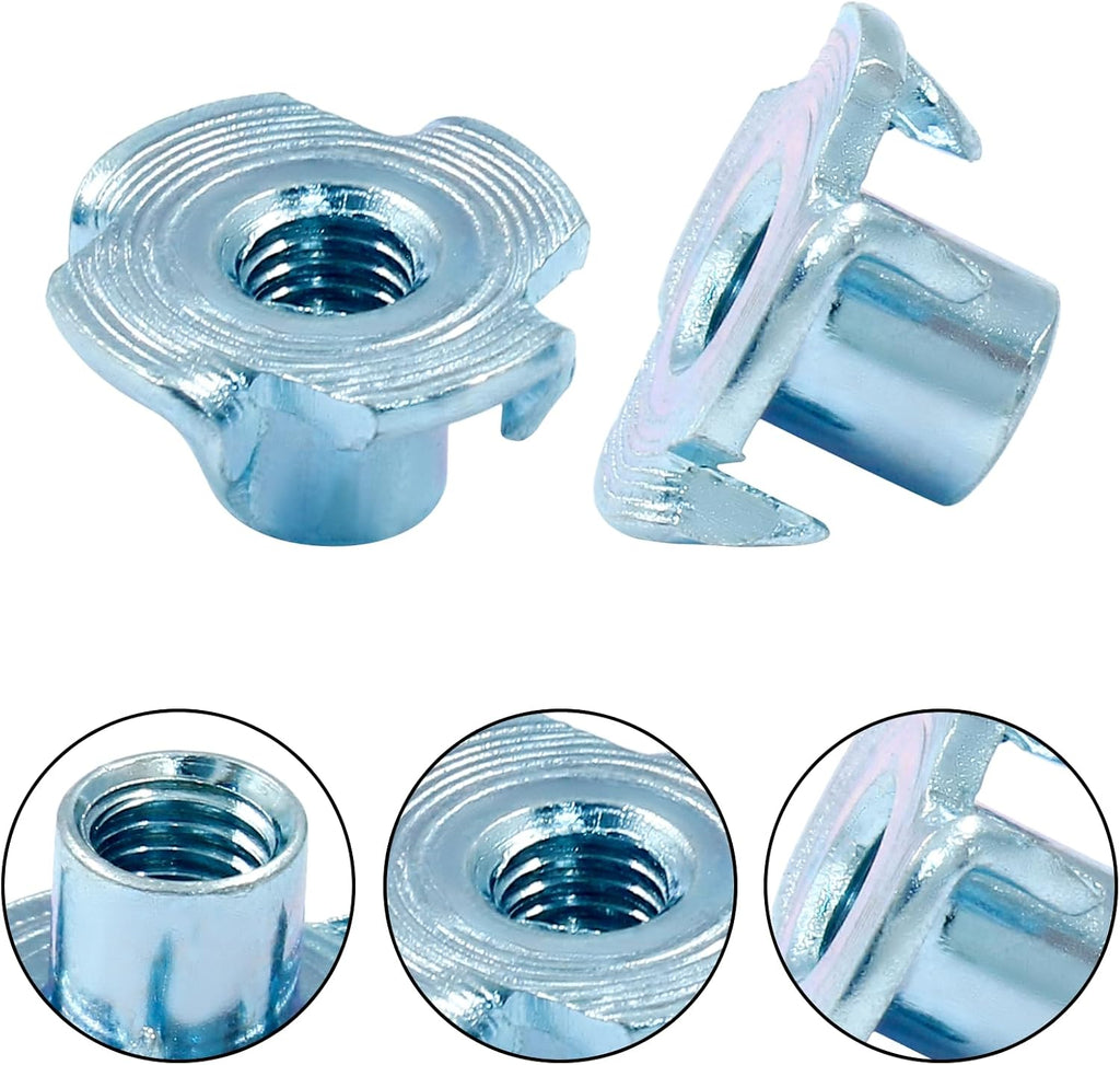 Hitefu M5 X 8mm T-Nut, 4 Pronged, Zinc Plated, 60Pcs