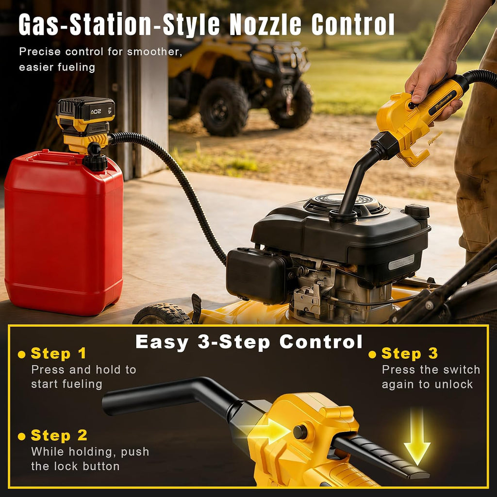 Fuel Transfer Pump for DeWalt 20V Batteries, Cordless 4.7 GPM Flow