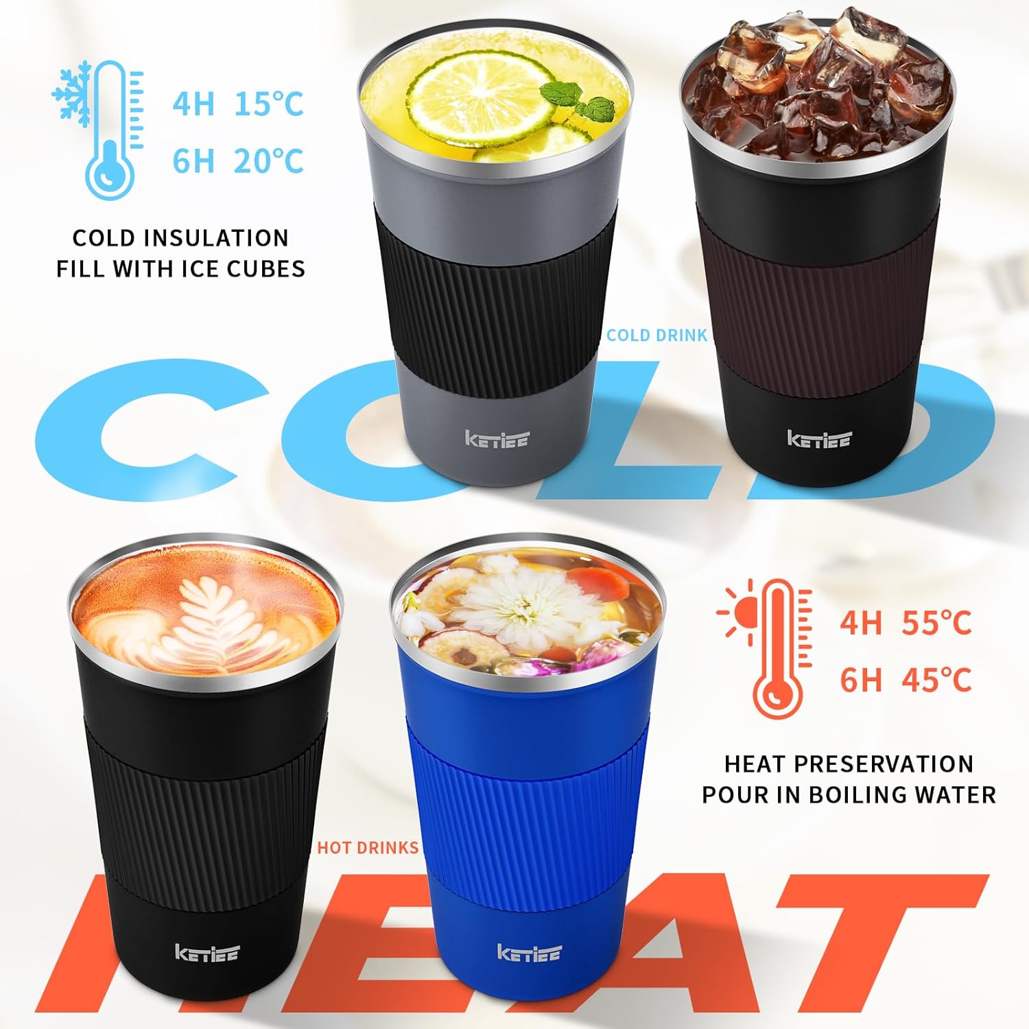 Travel Coffee Mug Spill Proof 12oz, Insulated Reusable Coffee Cups with Seal Lid, Vacuum Stainless Steel Travel Mug