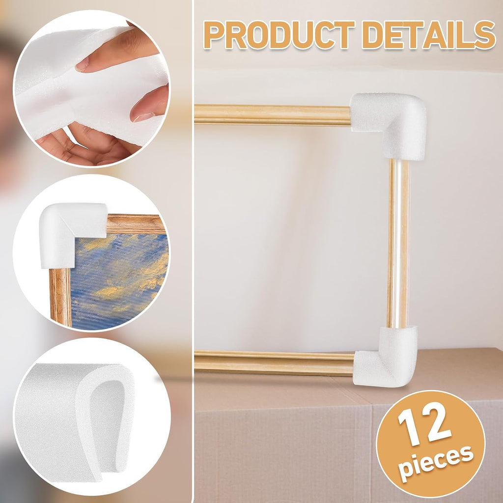 12 Pcs Foam Corner Protectors for Moving Mirror Art, TV Moving Box