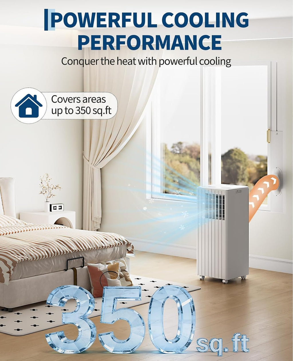 8000 BTU Portable Air Conditioner, 3-in-1 Cooling, Dehumidifying & Fan for Rooms Up to 350 Sq. Ft | Quiet Sleep Mode