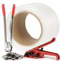 Heavy Duty Packing Strapping Tensioner Kit 150 Metal Seals, 0.47" x 0.03" x 2460ft Polypropylene Strapping, Pallet