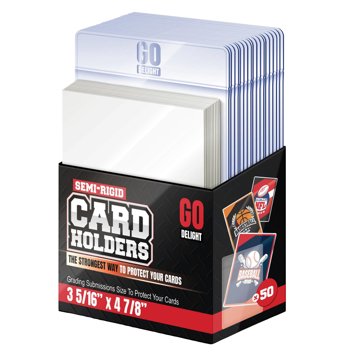 100 Bundle Semi Rigid Card Holders & Sleeves for PSA, CGC, BGS & TAG Trading Card Grading Submission
