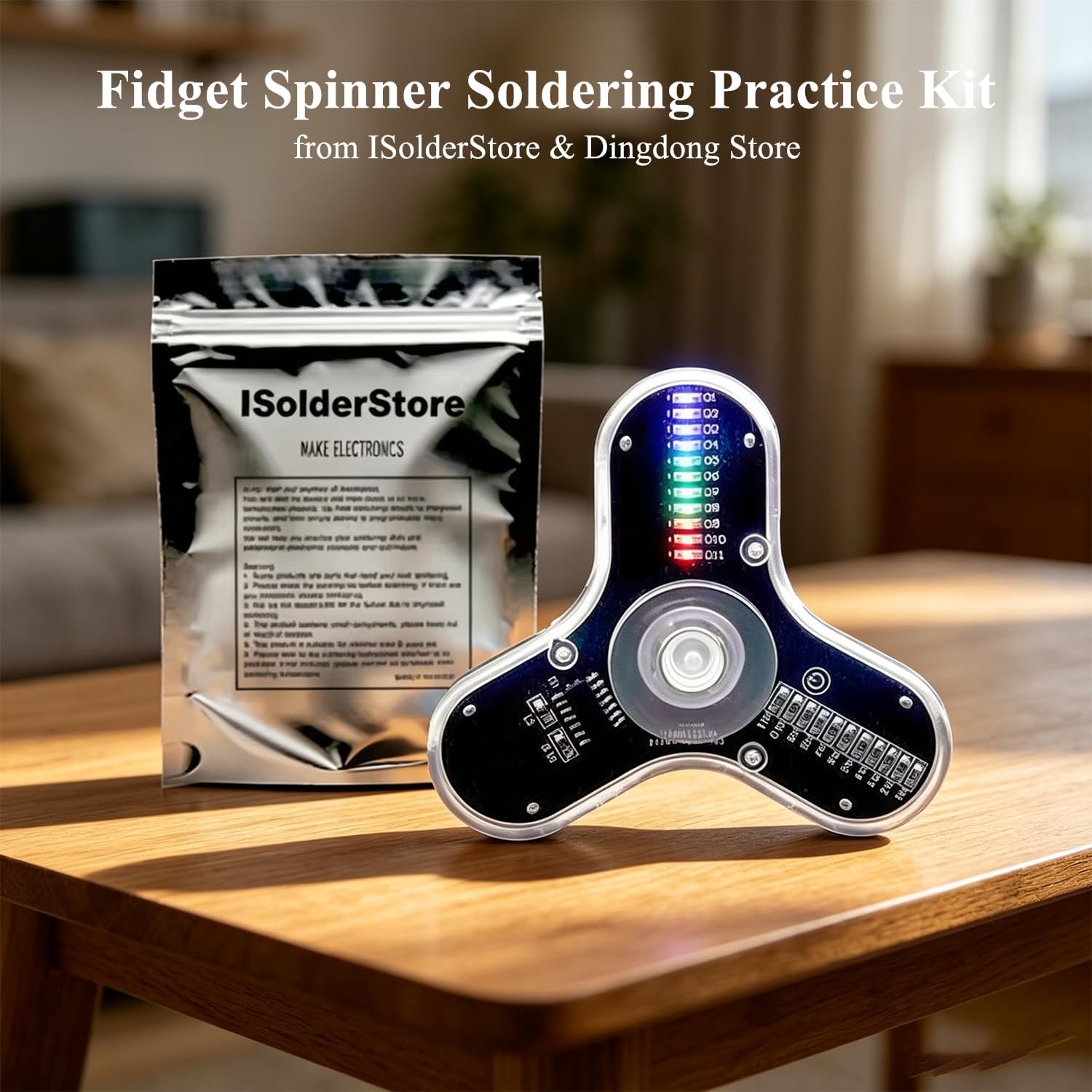 Soldering Practice Kit 3 Leaves Fidget Spinner Soldering Project Electronics Kit LED Flashing Light DIY Electronic