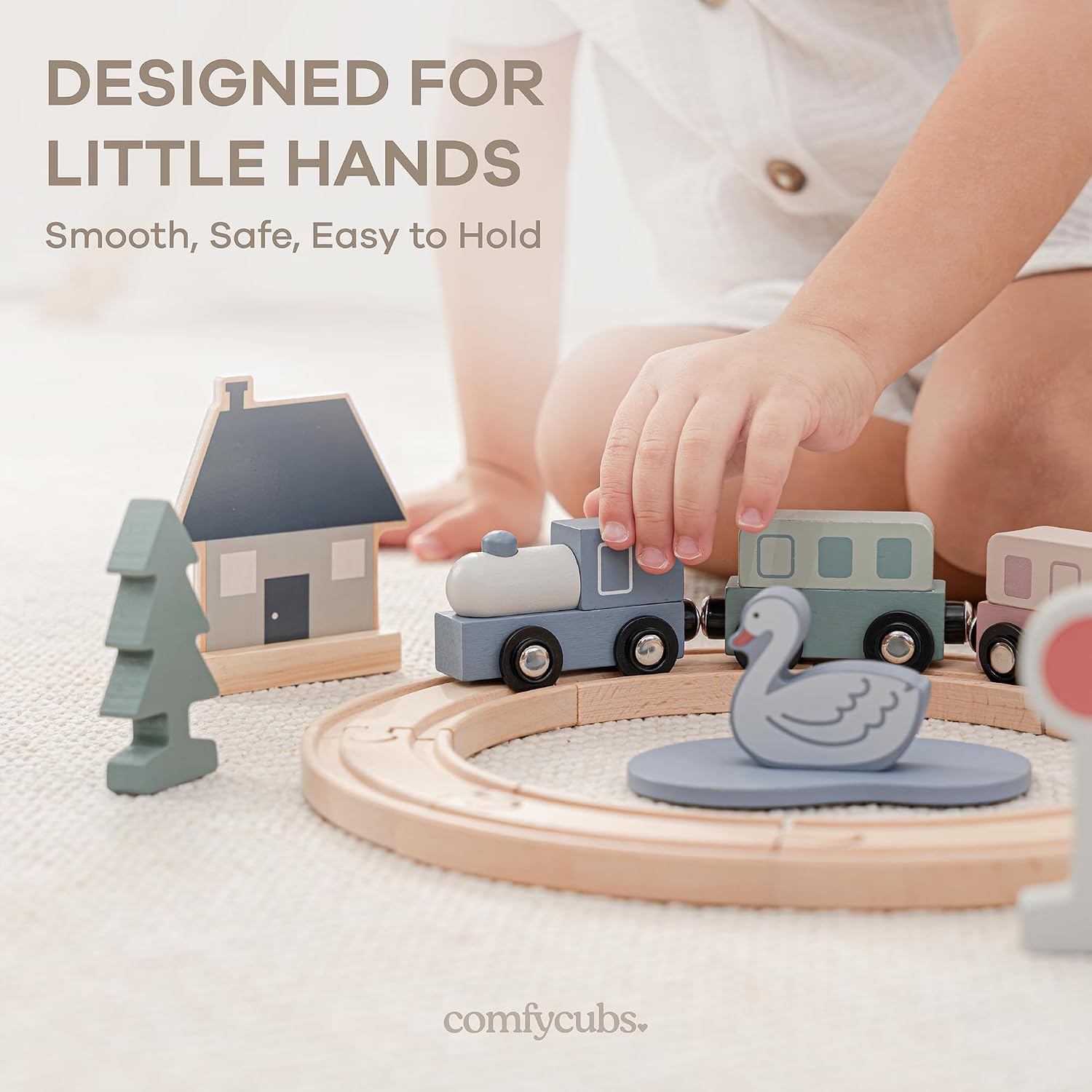 30-Piece Wooden Train Set for Toddlers Ages 1+, Fun & Eco Friendly Toddler Train Set with Wooden Toy Tracks