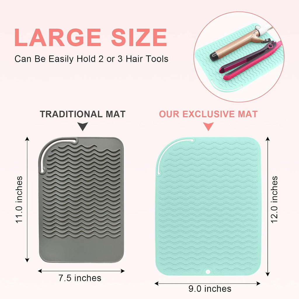 Plus Size Silicone Heat Resistant Mat for Hair Tools(12" x 9")