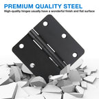Matte Black Door Hinges 3.5 inch with 1/4" Radius Corners 30 Pack