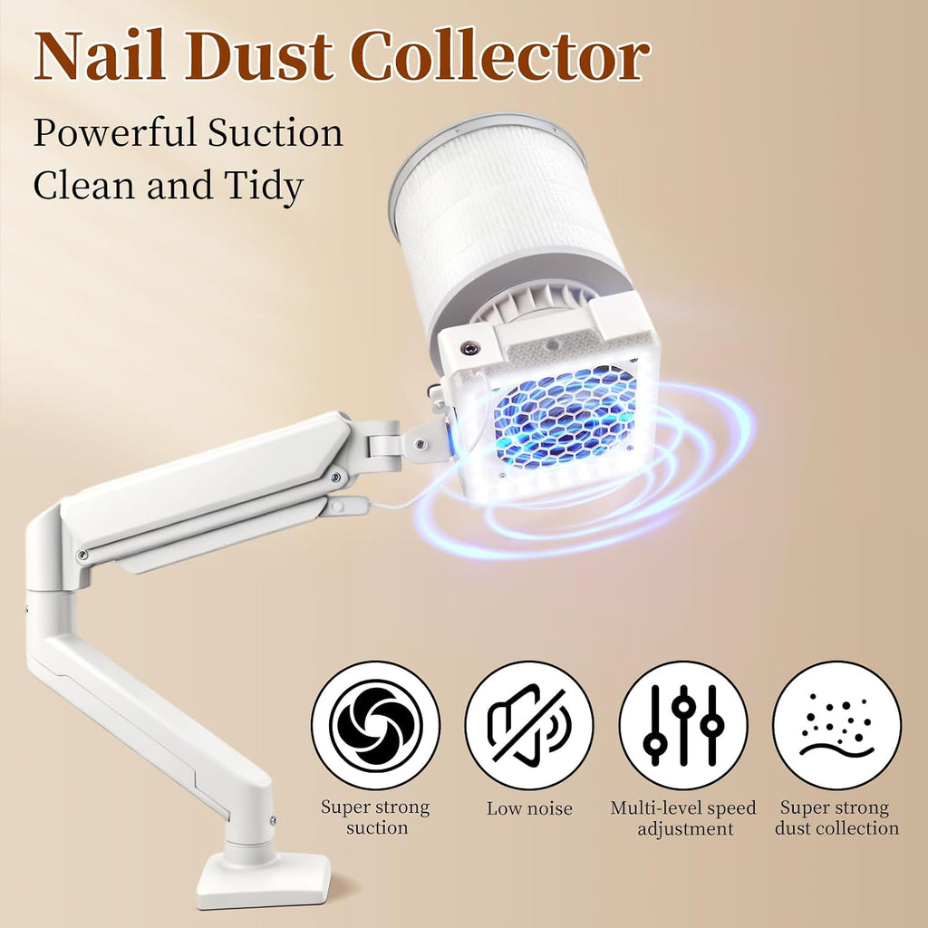 Professional Nail Dust Collector, Nail Fan Vacuum Dust Collector | UA002, Pro-grade, Super Strong Suction, Built-in