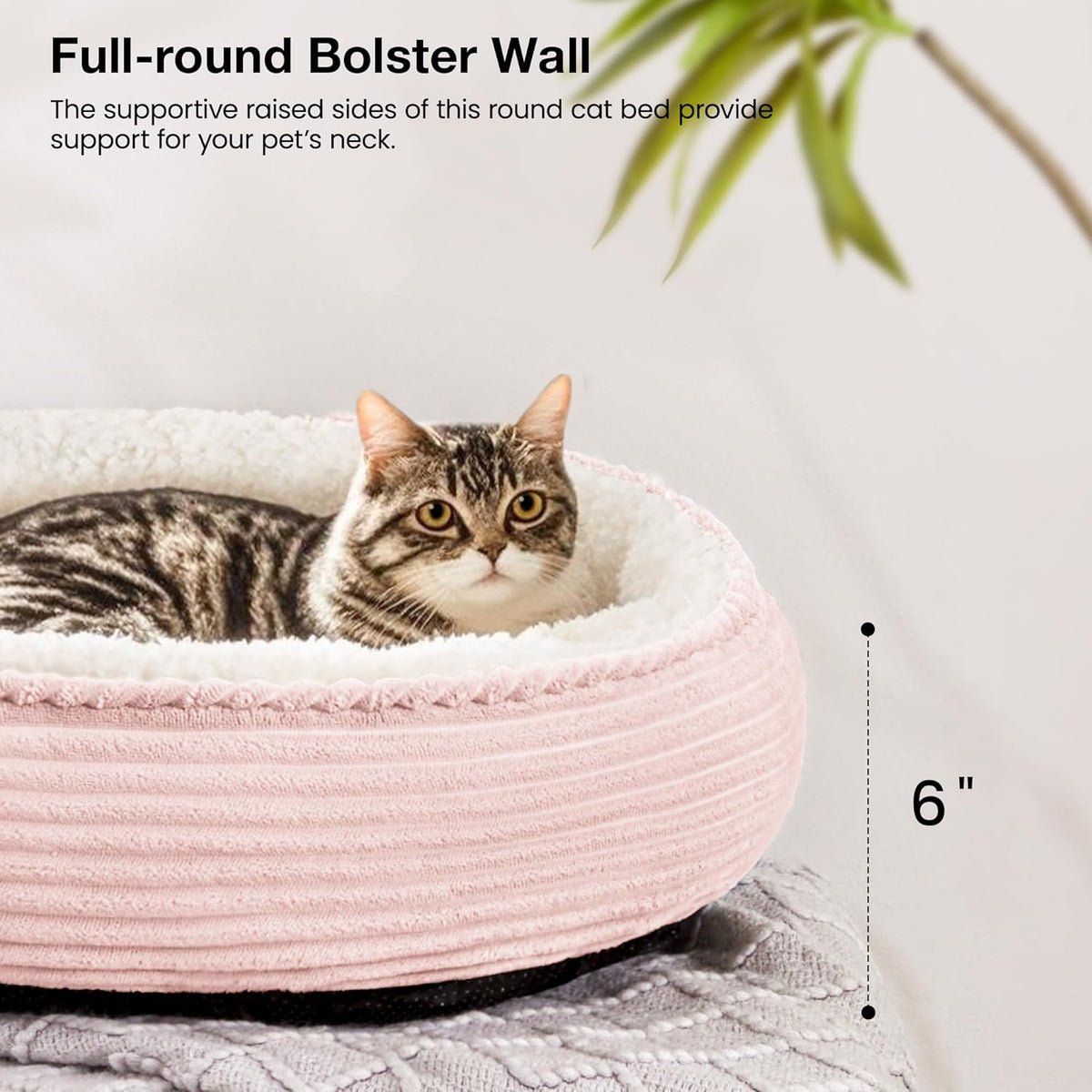 Round Donut Cat and Dog Cushion Bed, 20in Pet Bed for Cats or Small Dogs, Anti-Slip & Water-Resistant Bottom, Super