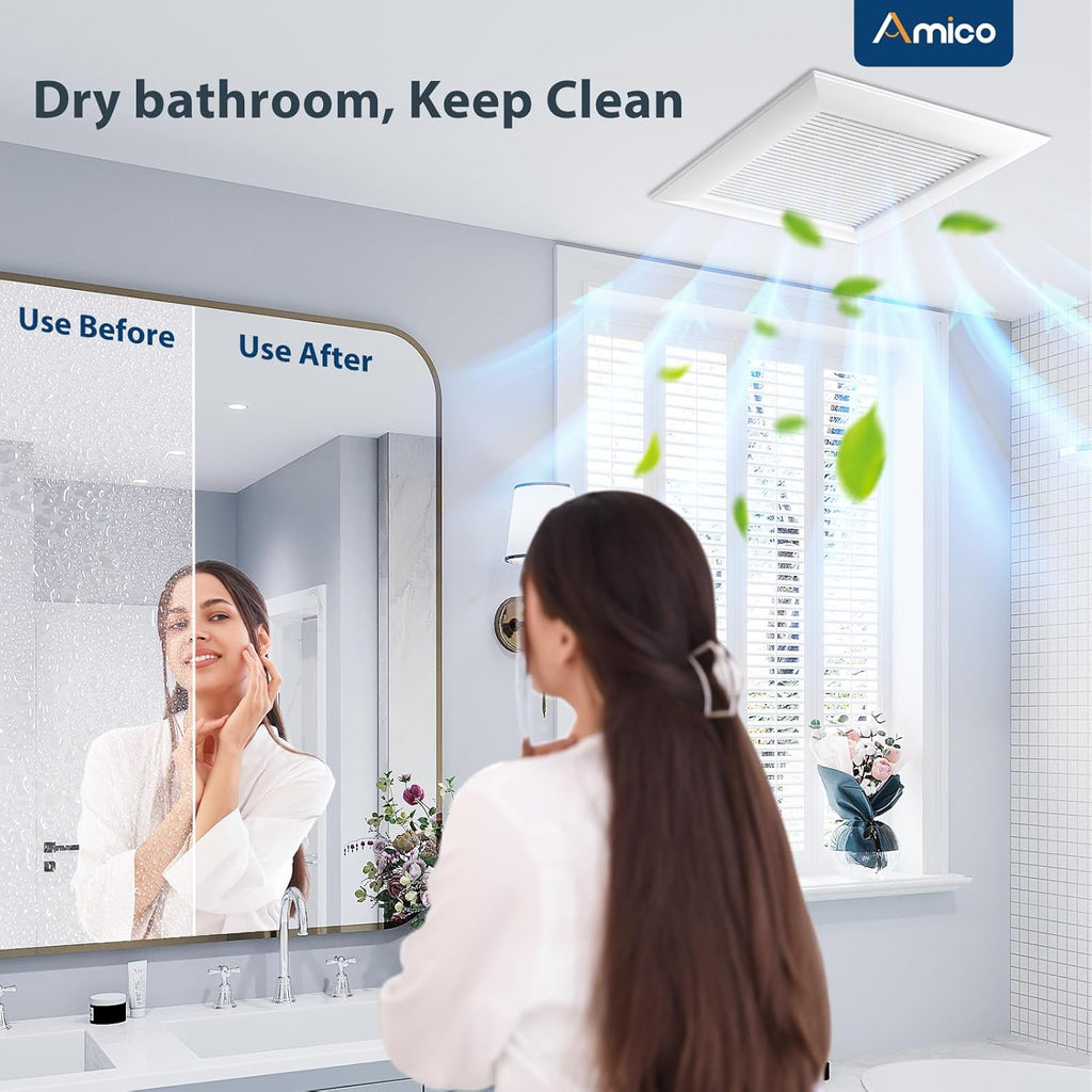 Amico Bathroom Exhaust Fan, 1.5 Sones, 160 CFM, No Attic Access Needed