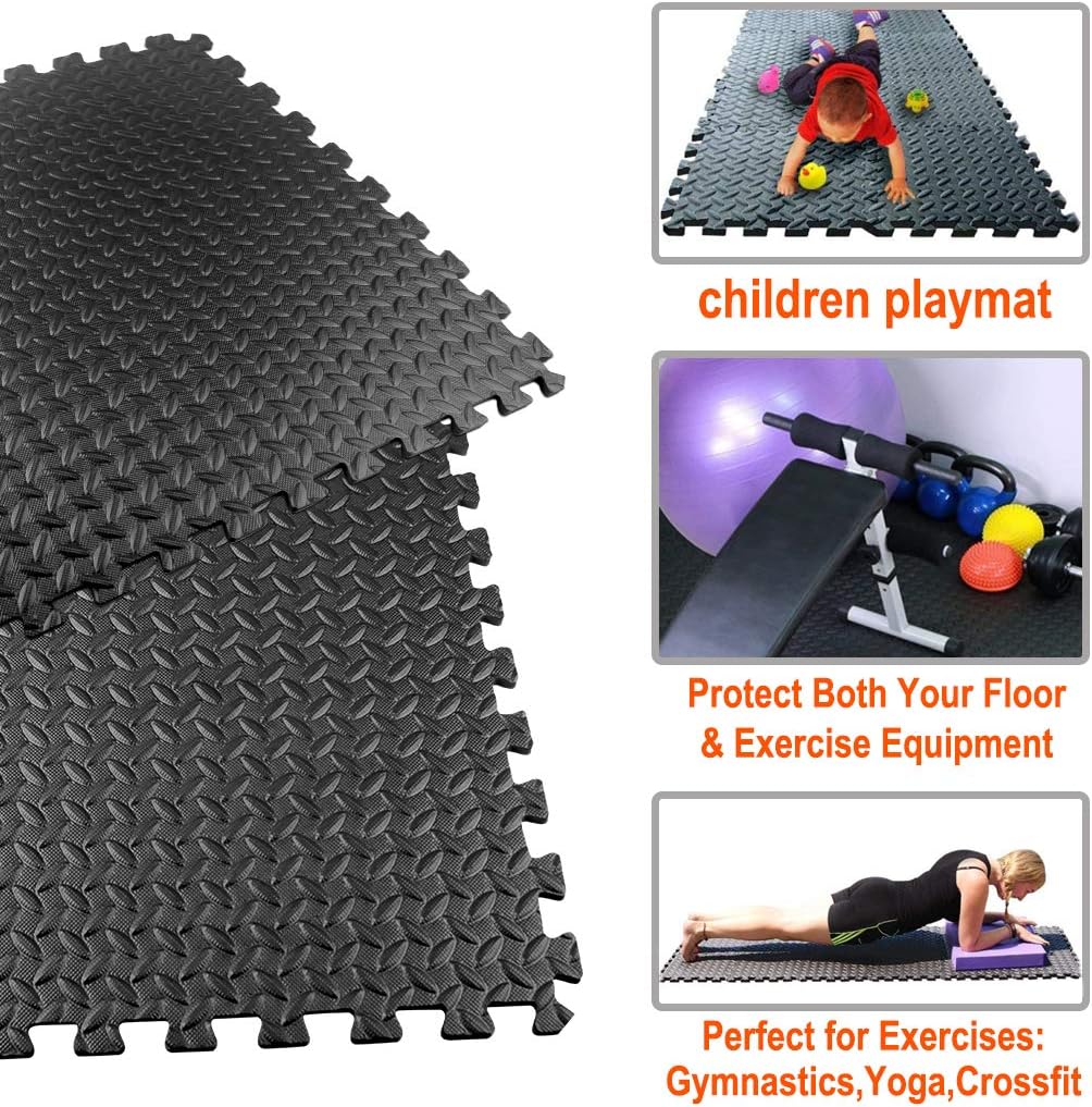 Exercise Mats Puzzle Foam Mats Gym Flooring Mat Cover 20 SQ.FT Interlocking Foam Mats with EVA Foam Floor Tiles for