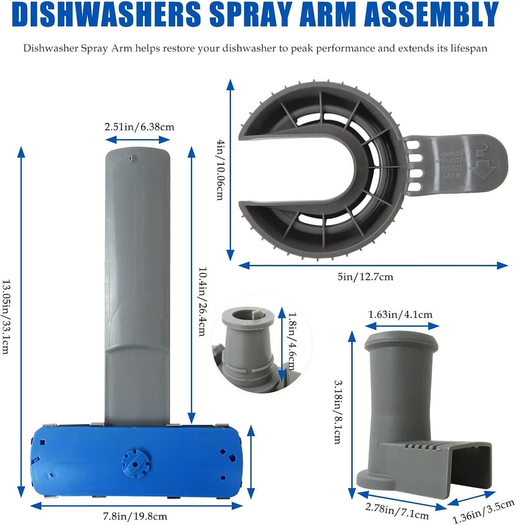 [New Zafina-UP] 5304506660 Dishwashers Spray Arm 5304518968 Lower Spray Arm Support 5304506518 Dishwasher Trap Drain Filter for Frigidaire FFID2426TS1A, FFID2426TS2A, FGBD2438PB0A, FGBD2438PB1A