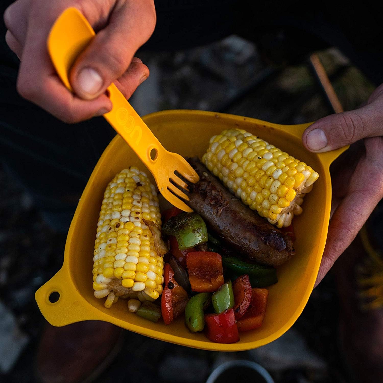 4-Piece Camping Mess Kit with Bowl, Plate and 3-in-1 Spork Utensil Set