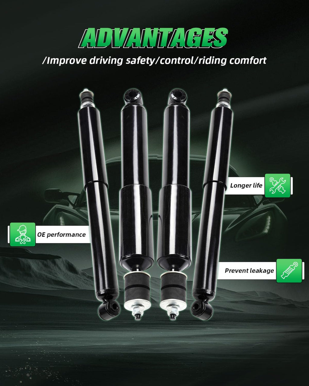 SCITOO Front Rear 4pcs Shocks for Ford E-350 Super Duty Shock Absorbers