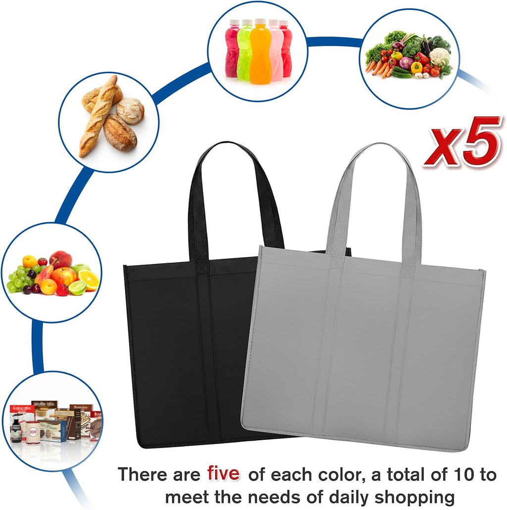 Reusable Grocery Shopping Bags 10 Pack Large Foldable Tote Bags Bulk