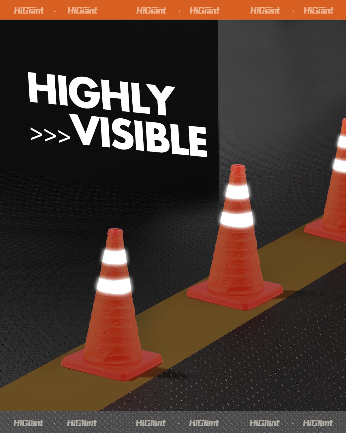 8 Pack 18" Collapsible Traffic Safety Cones, Orange Cones