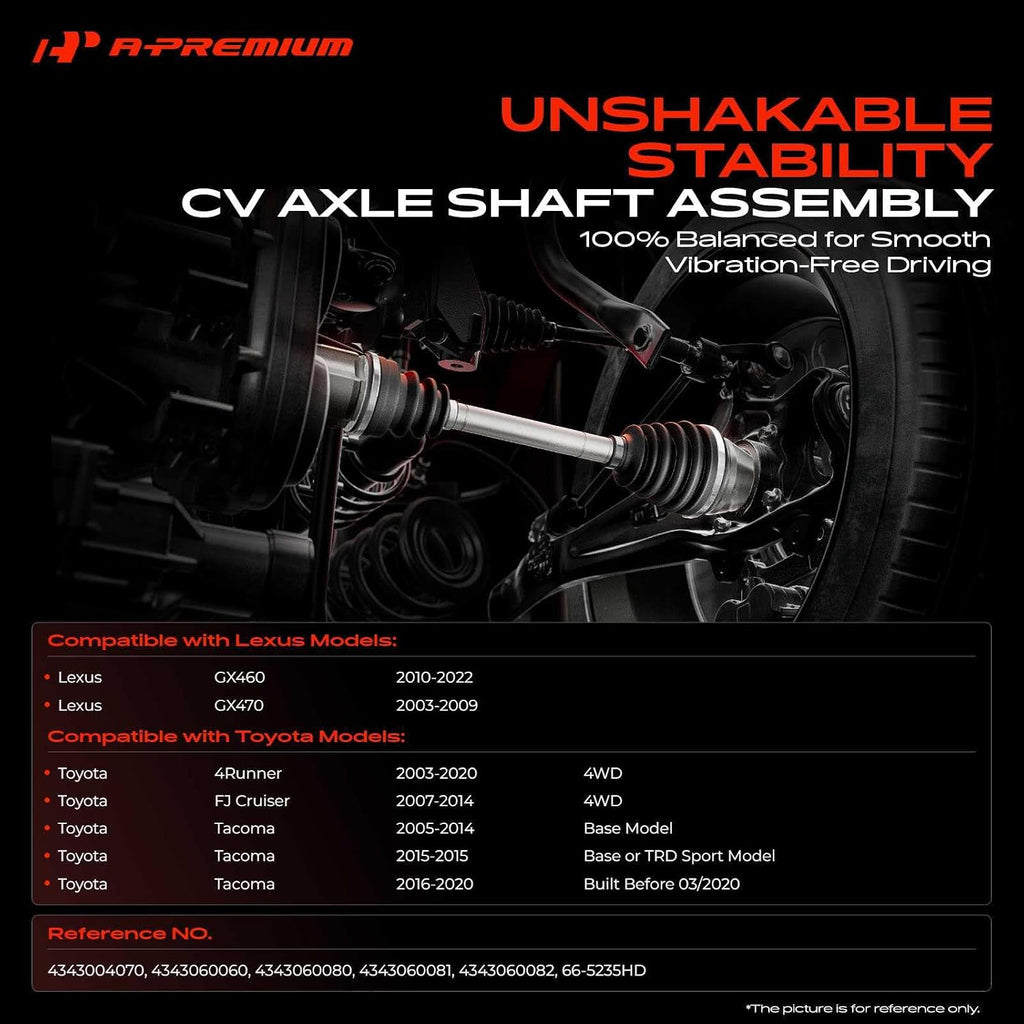 A-Premium Front CV Axle Shaft Assembly w/Heavy Duty Thermoplastic Boot