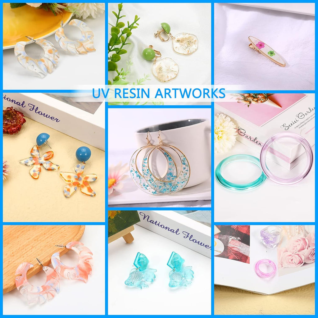 UV Resin 300g - Upgraded UV Resin Kit, Hard Type Crystal Clear Ultraviolet Curing UV Epoxy Resin for Craft Jewelry