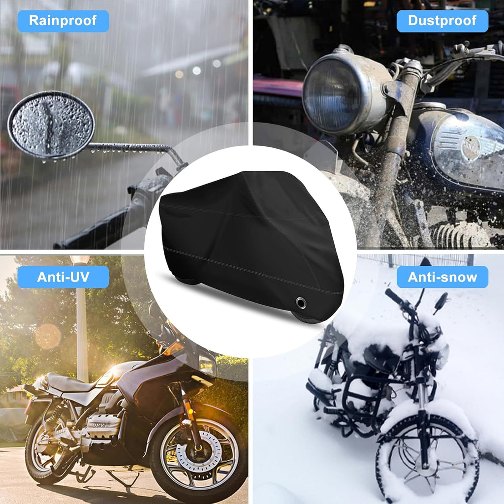 Motorcycle Cover All Season Waterproof Sun-Proof Outdoor | Fits up to 108'' Motorcycle Covers, Fits for Harley