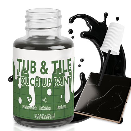 Black Tub and Tile Paint, 1.5 Oz Porcelain Repair Paint Touch Up