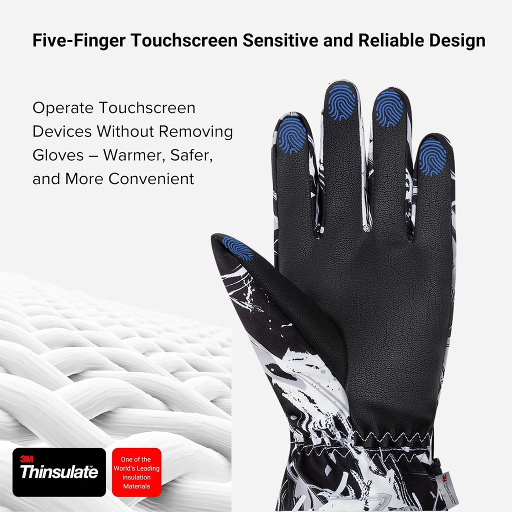 Winter Ski Gloves Waterproof Windproof Snow Gloves Thermal Insulated Touchscreen with Pocket for Men Women Cycling