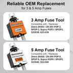 Fuse Popper HVAC, 3 AMP & 5 AMP Resettable Fuse Kit with Extra Fuses & Storage Case, Control Circuit Tester 24V AC/DC & 125/250V AC