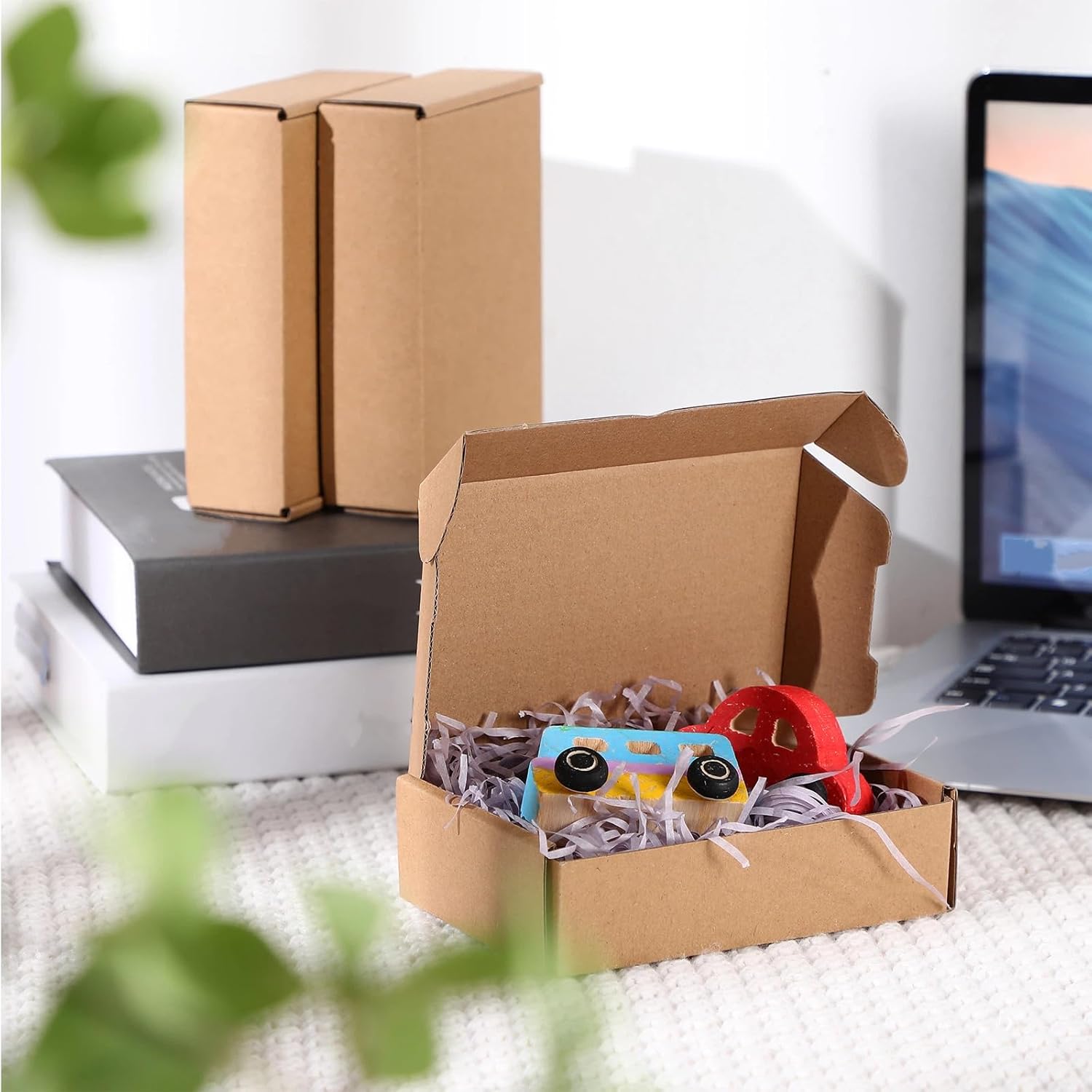 100 Pcs 5.91 x 3.94 x 1.57 Inches Shipping Boxes Cardboard Gift Corrugated Cardboard Brown Boxes Mailer Packaging for