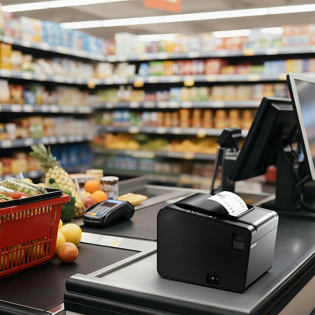 POS Printer, 80mm USB Thermal Receipt Printer, Restaurant Kitchen Printer with Auto Cutter Support Cash Drawer,USB