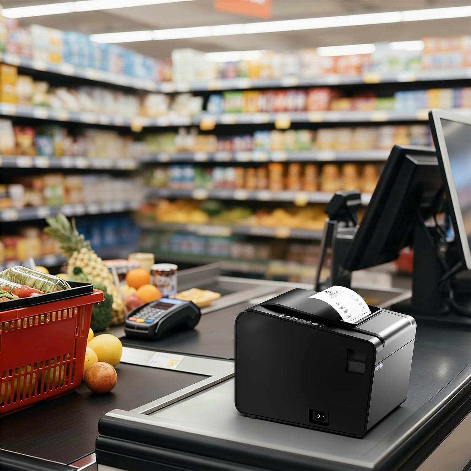 POS Printer, 80mm USB Thermal Receipt Printer, Restaurant Kitchen Printer with Auto Cutter Support Cash Drawer,USB