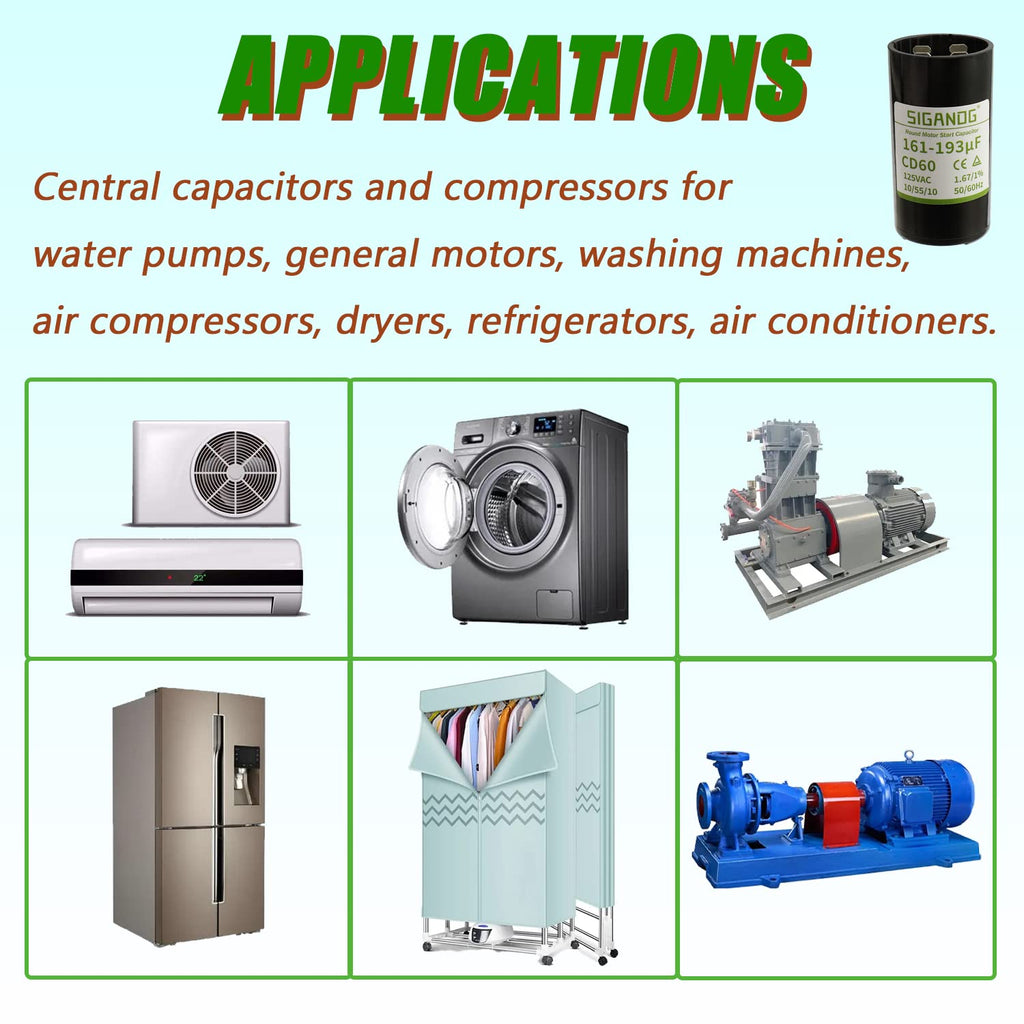 161-193 MFD 110-125 VAC Round Start Capacitor 50/60 Hz AC