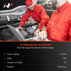 A-Premium Starter Motor, 12V 1.5KW 10 Teeth Clockwise, Compatible with Ford