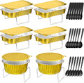 30 Pcs 6 Sets Disposable Chafing Dishes Buffet Server Food Warmer Chafing Dish Set with Rectangle and Round Chafer