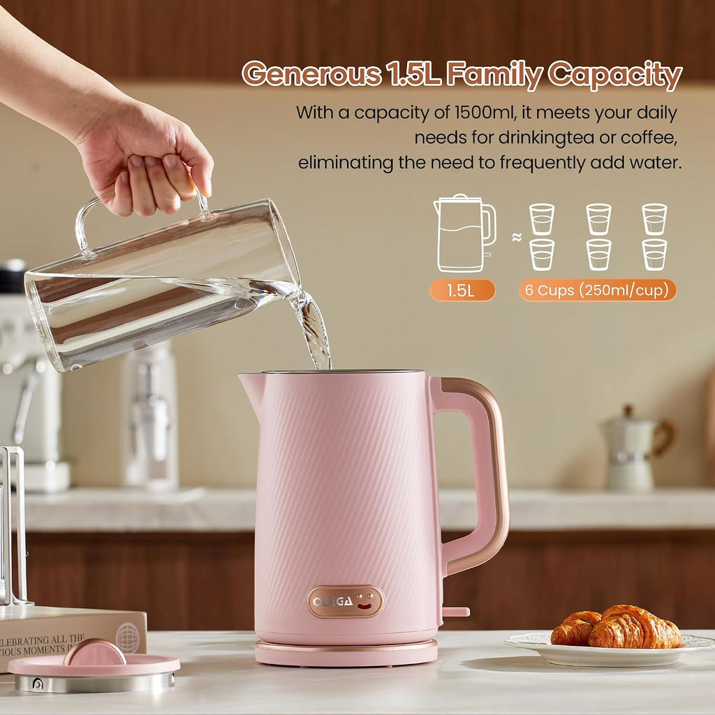 Electric Tea Kettle: 1200W Fast Boil Electric Water Kettles 1.5L | Stainless Steel Kettle; Large Electric Water