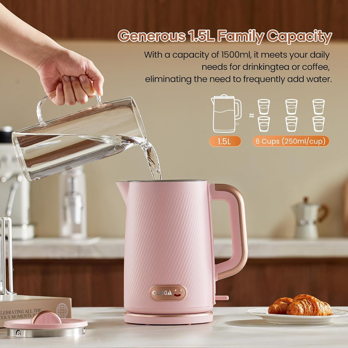 Electric Tea Kettle: 1200W Fast Boil Electric Water Kettles 1.5L | Stainless Steel Kettle; Large Electric Water