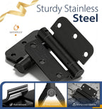 3-Pack 3.5 Inch Self Closing Door Hinges,5/8" Radius Corners,Black