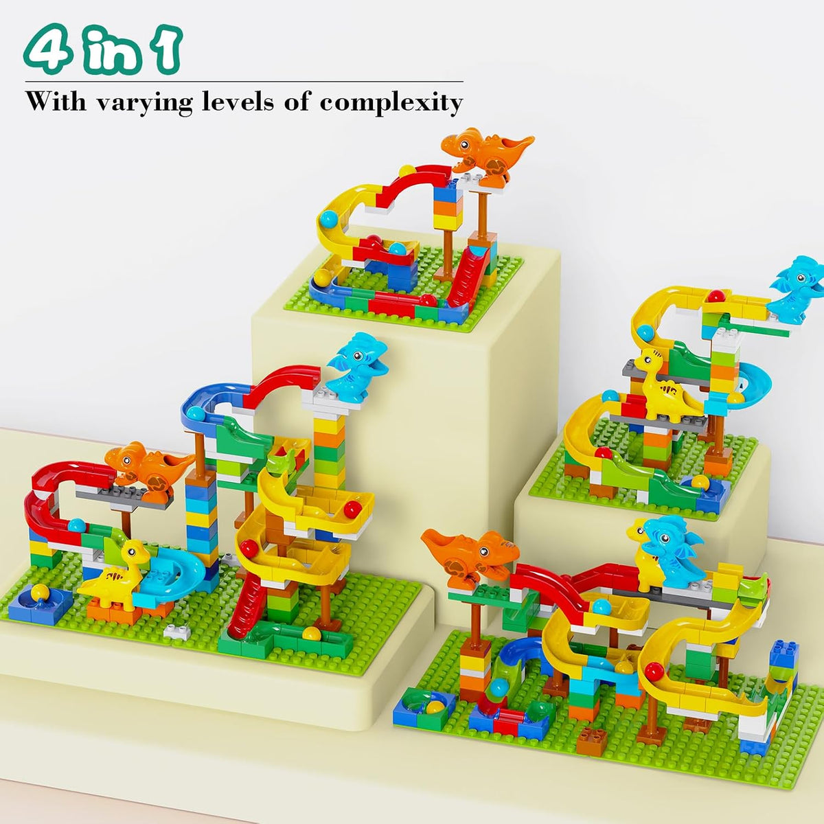 Dinosaur Marble Run, Building Blocks for Toddlers 3 4 5 6 7 8+