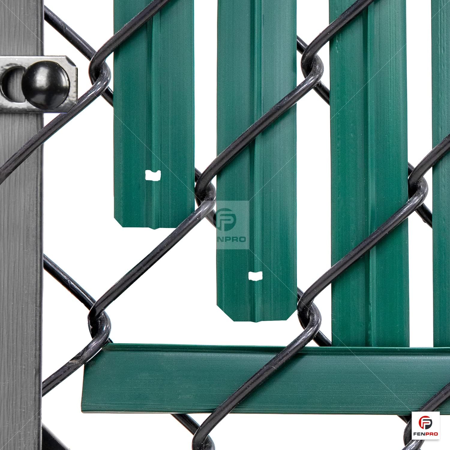 Privacy Fence Slats, Chain-Link Bottom Lock, Green, 6ftx10ft