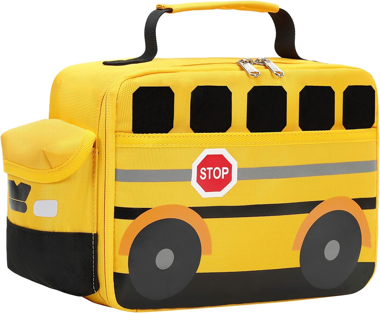3D School Bus Lunch Box for Kids, Insulated Toddler Lunch Bag for Boys, Preschool, Daycare and Kindergarten, Reusable