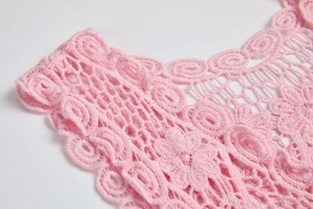 Girls Crochet Vest Cardigan with Fringe V-Neck Sleeveless Boho Vest Hollow Out Cardigan