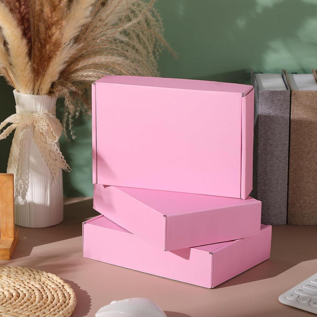 100 Pcs 12 x 9 x 3 Inches Shipping Boxes, Pink