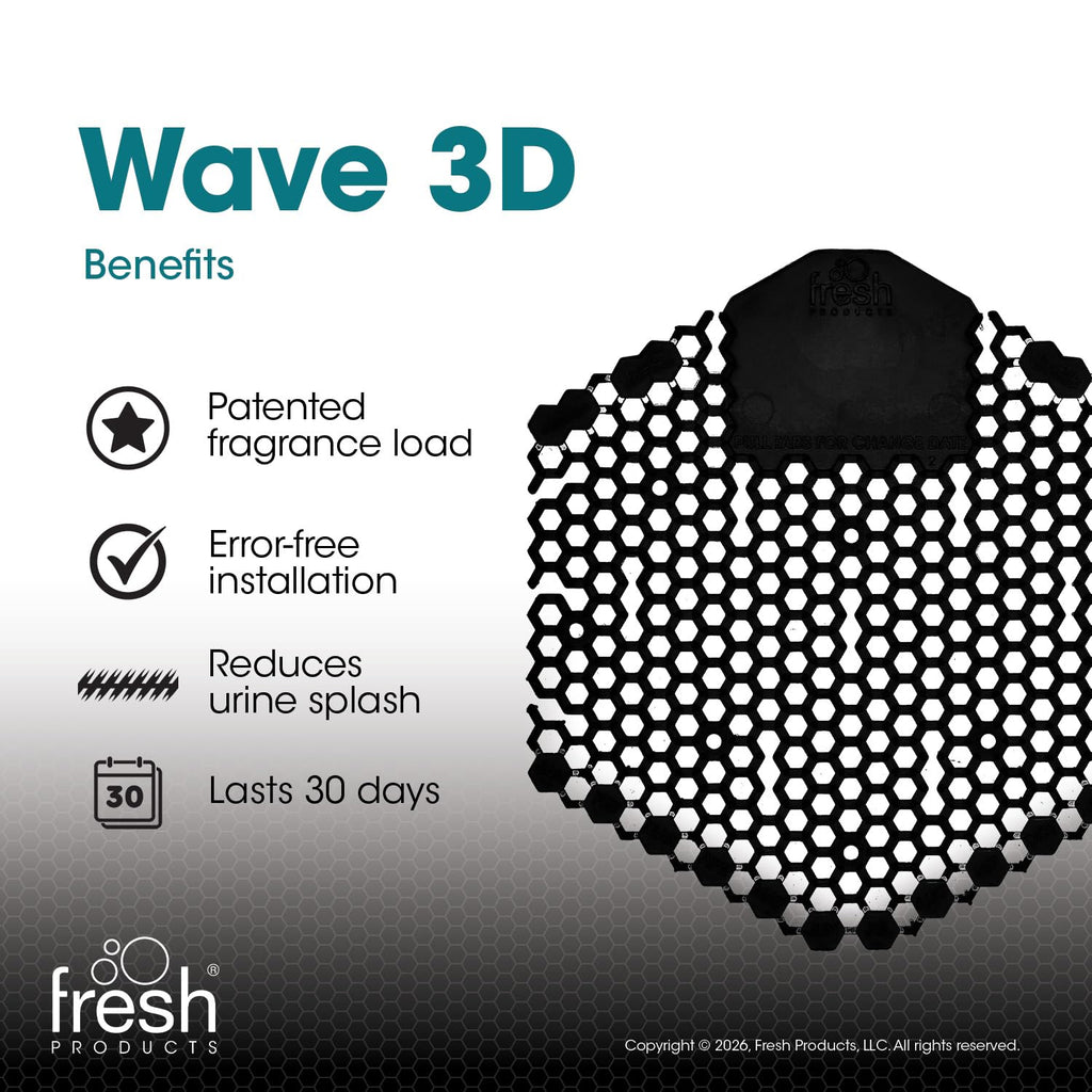 Wave 3D Urinal Screen Deodorizer, Midnight Coast,10 packs