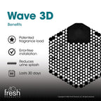 Wave 3D Urinal Screen Deodorizer, Midnight Coast,10 packs