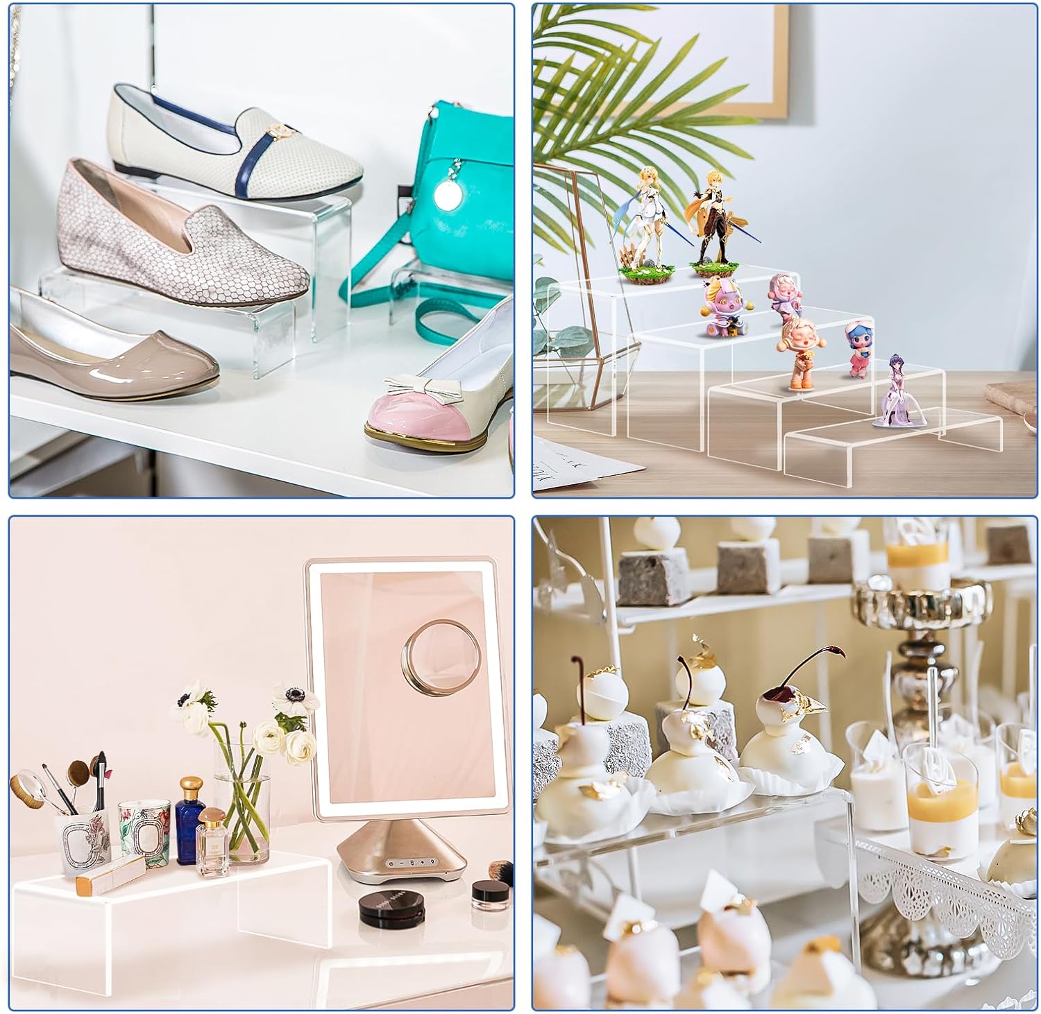 Acrylic Risers Display Stands, Acrylic Stands for Display 16Pcs 4Set | Clear Risers Display Stands, Acrylic Display