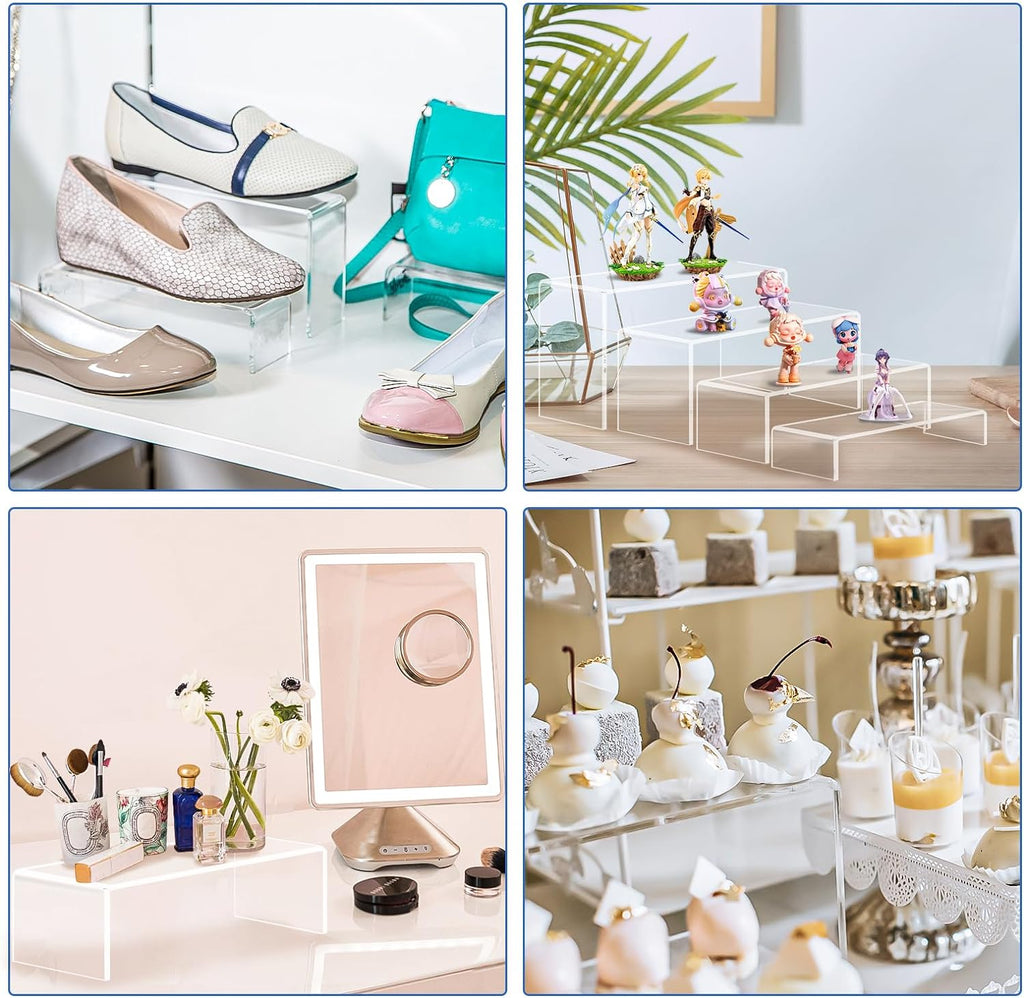 Acrylic Risers Display Stands, Acrylic Stands for Display 8Pcs 2Set | Clear Acrylic Display Risers,Display Shelf for