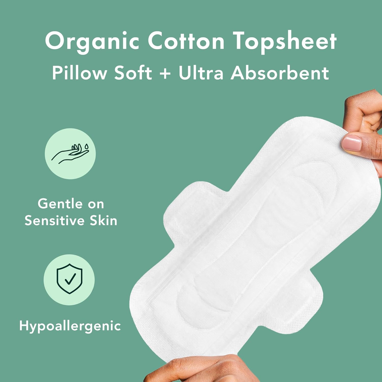 Organic Cotton Cover Sanitary Pads for Women Moderate (Regular, 28 Ct) | Ultra Thin Period Pads with Wings, Regular
