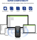 Mini 1D Bluetooth Barcode Scanner | 3-in-1 Bluetooth & USB Wired & 2.4G Wireless, Portable Bar Code Reader, Work with