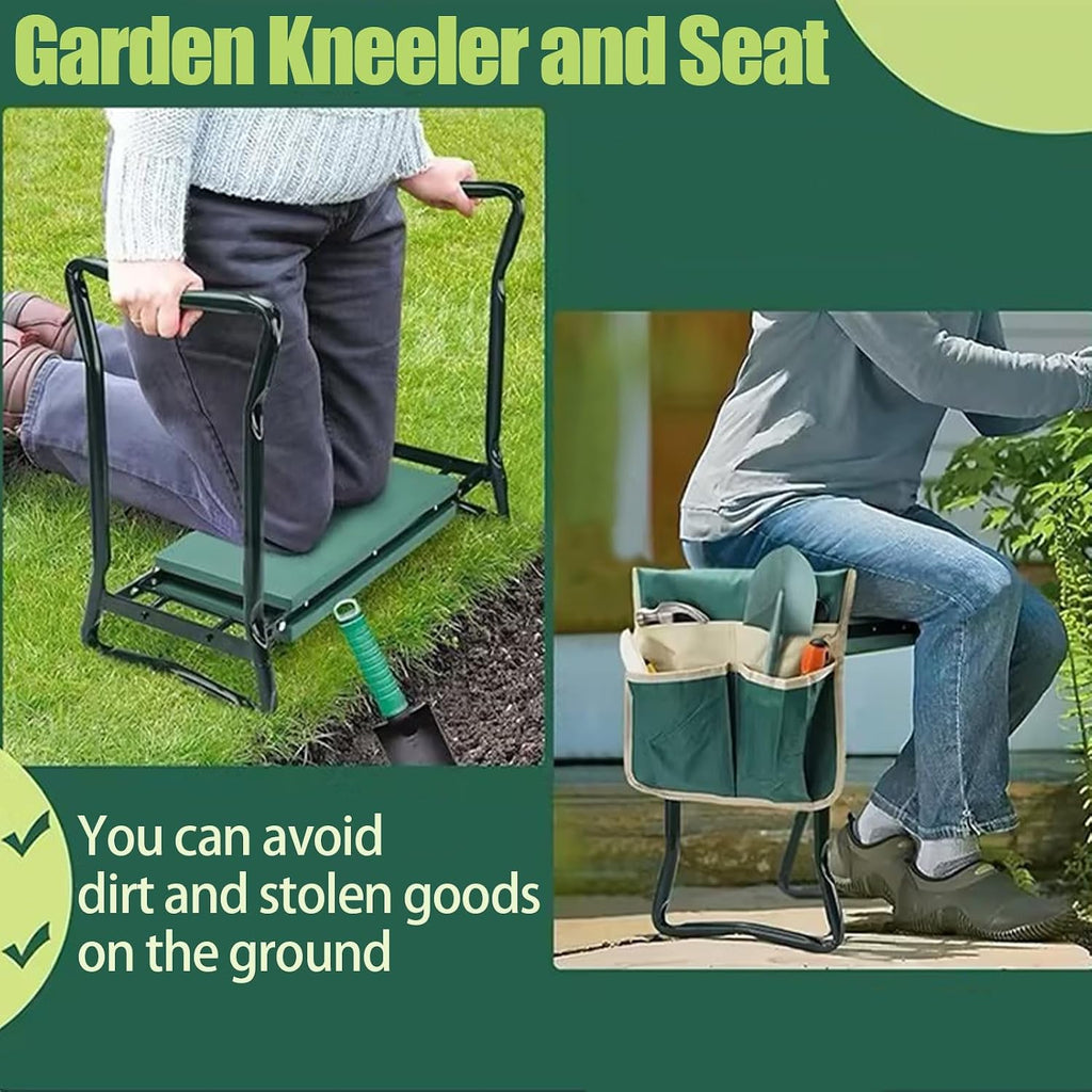 Garden Kneeler and Seat with Thicken & Widen Soft Kneeling Pad,Foldable Garden Stool Heavy Duty Gardening Bench for